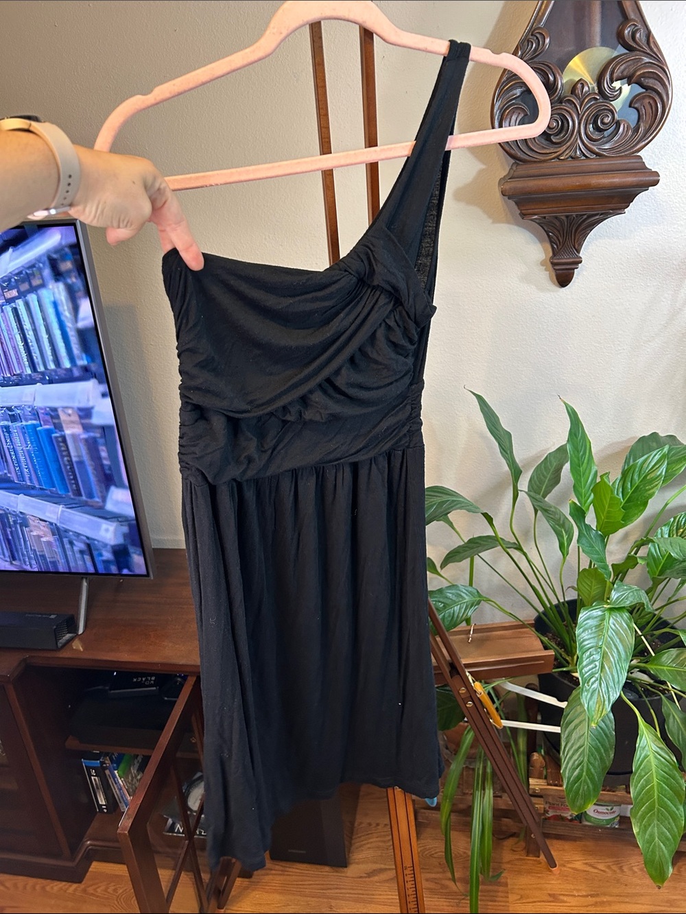 julie's closet Black One-Shoulder Ruched A-Line Dress